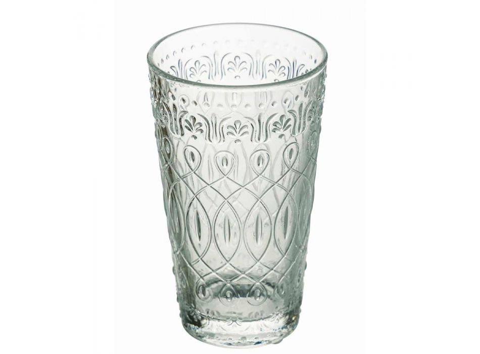 12 zdobených průhledných skleněných nápojových sklenic na nápoje - maroccobic