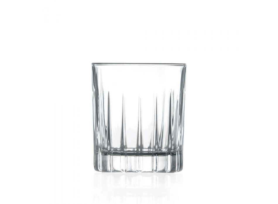 12 likérových sklenic v ekologickém křišťálu s dekoracemi lineárního designu - Senzatempo Viadurini