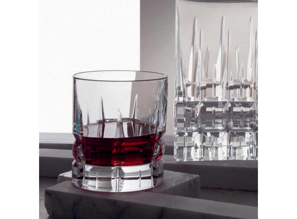 12 dvojitých staromódních sklenic na whisky Tumbler Basso v křišťálu - Fiucco Viadurini