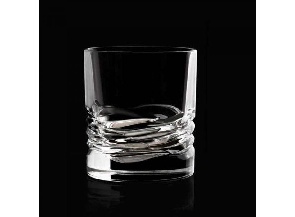 12 křišťálových brýlí Wave Decor pro vodu na whisky nebo Dof Tumbler - titan Viadurini