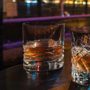 12 křišťálových brýlí Wave Decor pro vodu na whisky nebo Dof Tumbler - titan
