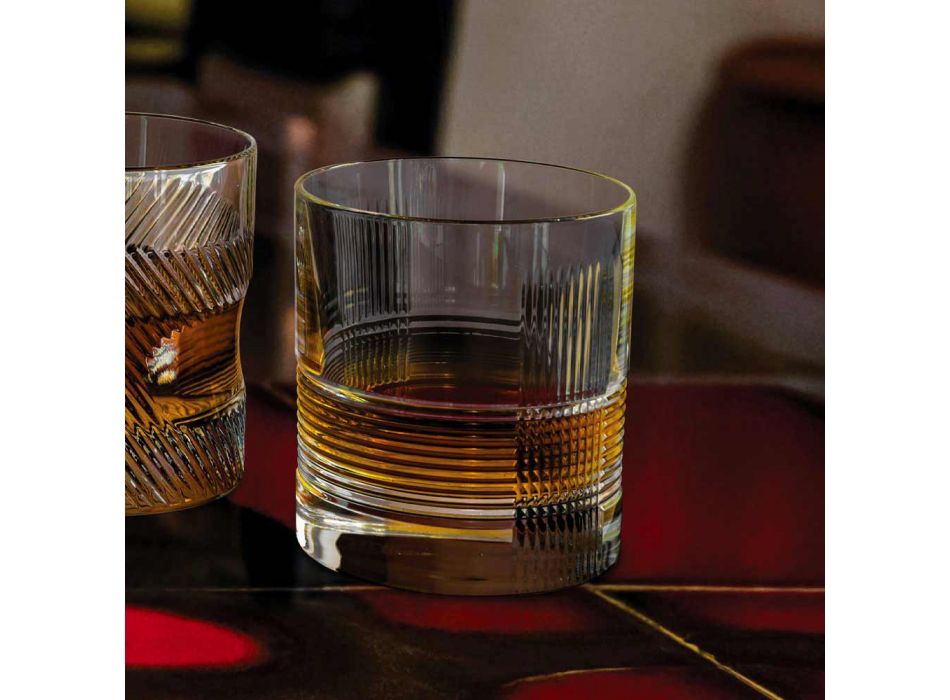 12 sklenic na vodu nebo whisky Vintage Design v zdobeném křišťálu - hmatové
