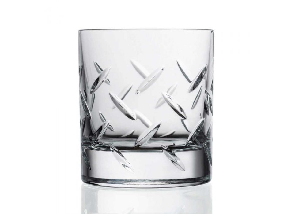 12 sklenic na whisky nebo vodu v ekologickém křišťálu s moderními dekoracemi - arytmie