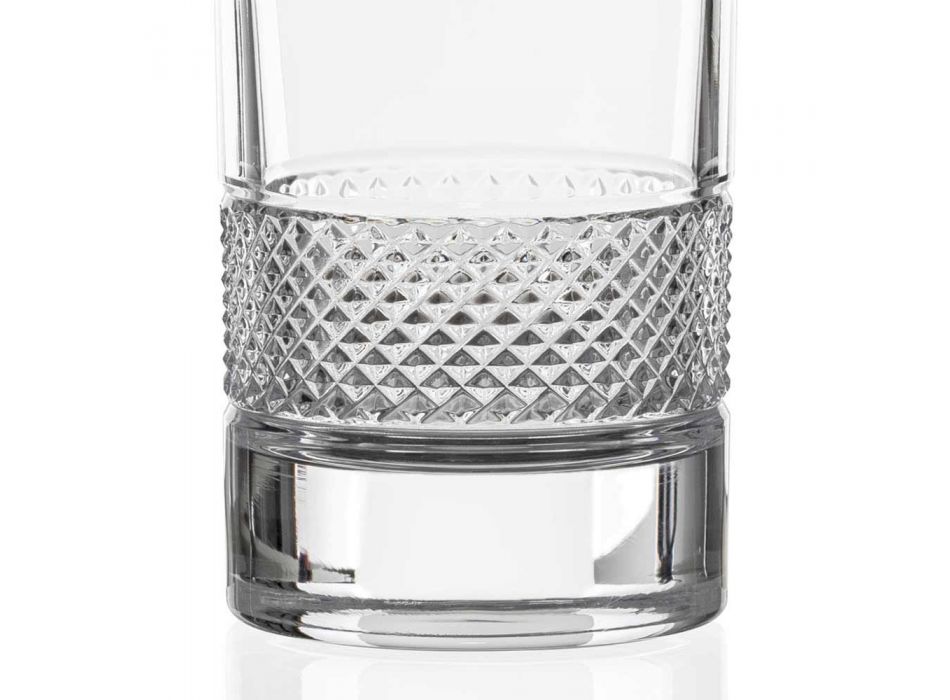 12 vysokých sklenic sklenice v luxusním zdobeném ekologickém křišťálu - Milito Viadurini