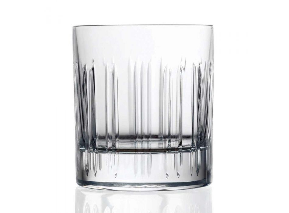 12 sklenic na whisky nebo křišťálovou vodu s luxusní lineární dekorací - arytmie Viadurini