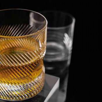 12 sklenic na whisky nebo na vodu v ekologickém křišťálově zdobeném retro designu - hmatové