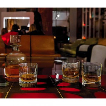 12 sklenic na whisky nebo na vodu v ekologickém křišťálově zdobeném retro designu - hmatové