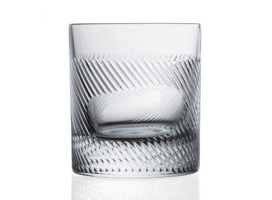12 sklenic na whisky nebo na vodu v ekologickém křišťálově zdobeném retro designu - hmatové Viadurini
