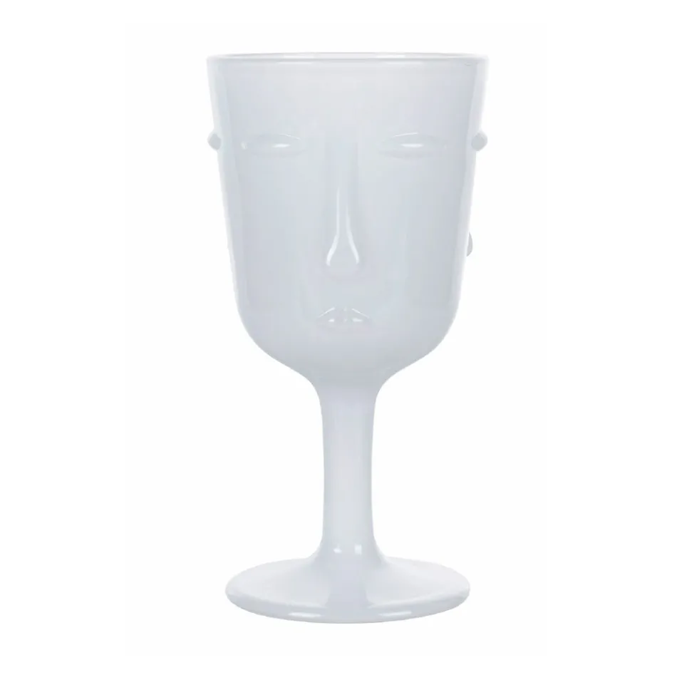 12 skleněných pohárů 300 ml s bílou ozdobou na obličej - obličej Viadurini