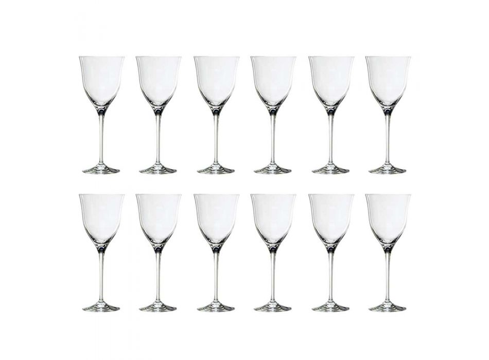 12 sklenic na bílé víno v ekologickém křišťálu Minimální luxusní design - hladký