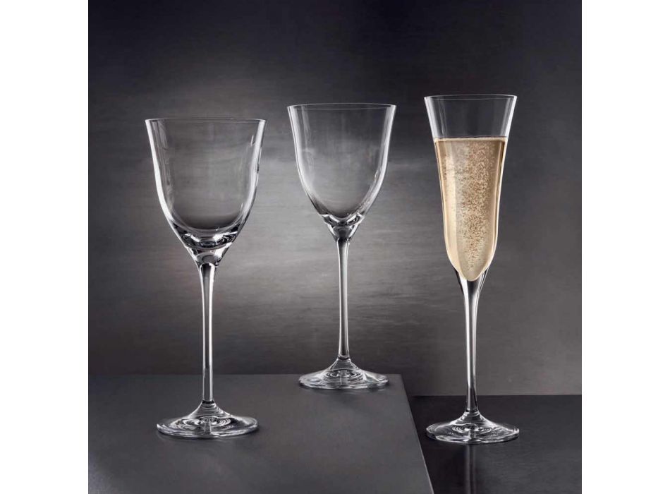 12 sklenic na bílé víno v ekologickém křišťálu Minimální luxusní design - hladký Viadurini