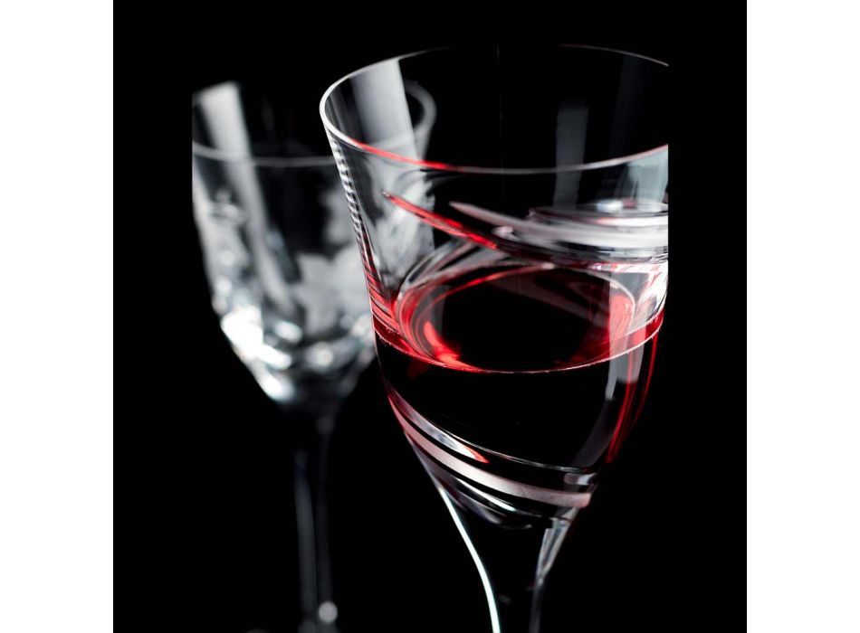 12 sklenic na červené víno v ekologickém křišťálu bez olova - cyklon Viadurini