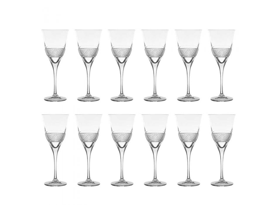 12 sklenic na červené víno v Eco Crystal Elegantní zdobený design - Milito