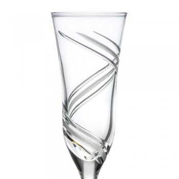 12 sklenic na šampaňské s flétnou v inovativním zdobeném ekologickém křišťálu - cyklon