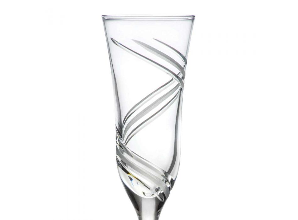 12 sklenic na šampaňské s flétnou v inovativním zdobeném ekologickém křišťálu - cyklon