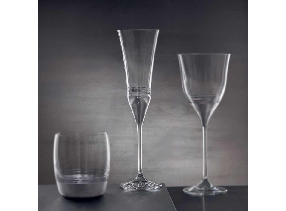 12 pohárů z křišťálové flétny s luxusním zlatým bronzem nebo platinovým listem - Soffio Viadurini