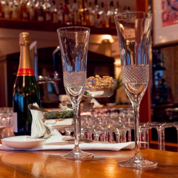 12 flautových sklenic na šampaňské v ekologickém křišťálu s ruční dekorací - Milito