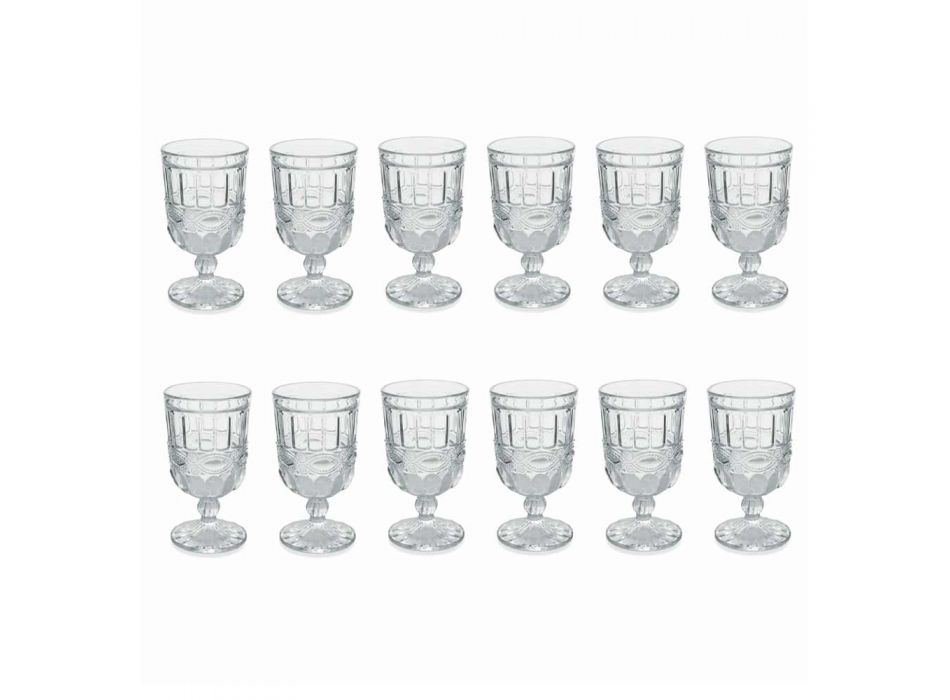 12 průhledných a zdobených skleněných pohárů na vánoční stůl - Garbobic Viadurini