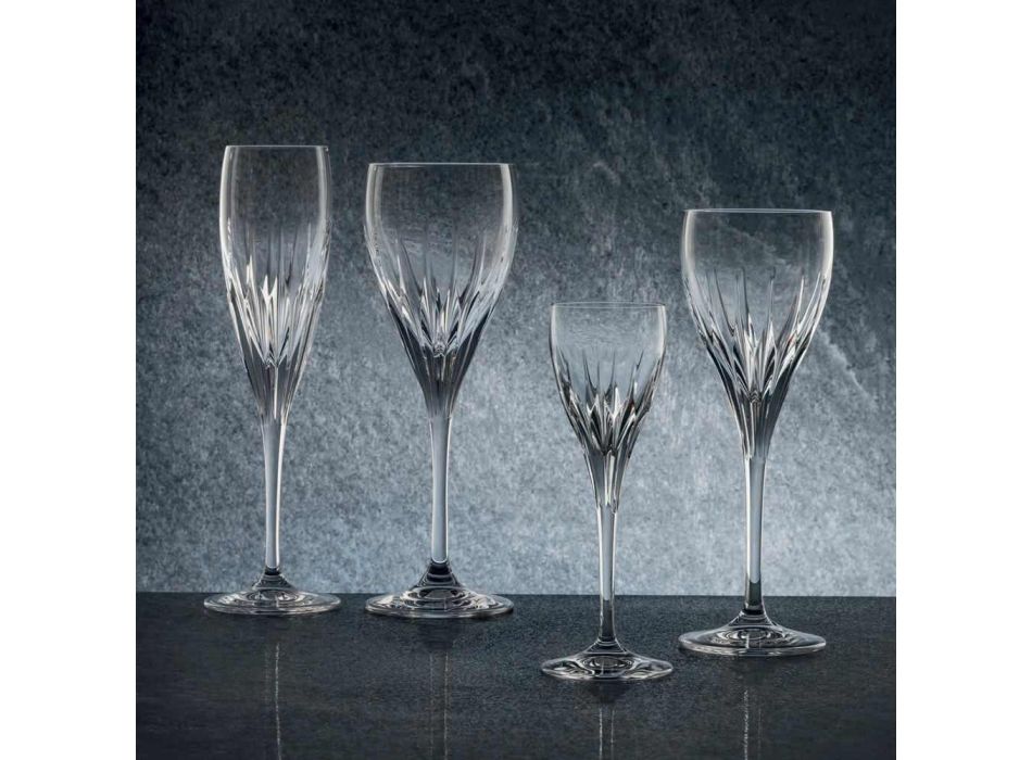 12 ručně zdobených sklenic na bílé víno v ekologickém luxusním křišťálu - Voglia Viadurini