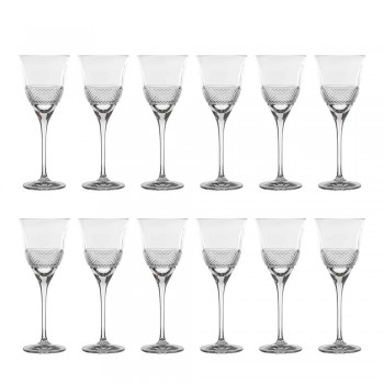 12 sklenic na bílé víno v ekologickém křišťálovém luxusním zdobeném designu - Milito
