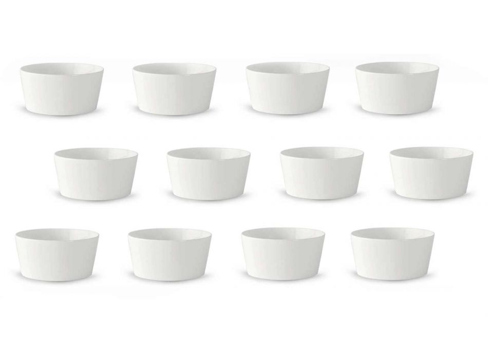 12 moderních bílých porcelánových zmrzlinových nebo ovocných šálků - Egle