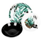 18 porcelánových talířů s ozdobami exotických zelených listů - Immer Viadurini