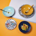 18 Porcelánové a kameninové talíře s barevnými rybími dekoracemi - Morgen Viadurini