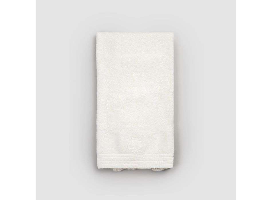 2 bavlněné froté ručníky s krajkou a lemem ze směsi lnu - Ginova Viadurini