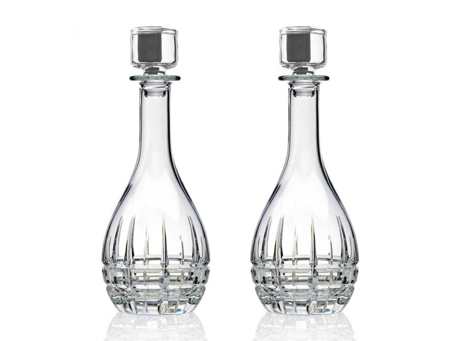 2 láhve s kulatým designovým uzávěrem na víno ve zdobeném krystalu - Fiucco Viadurini