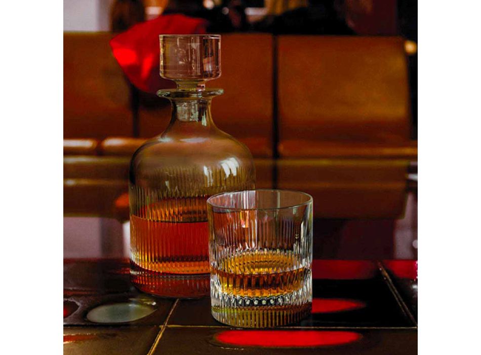 2 láhve na whisky s ekologickým křišťálovým víčkem Vintage Design - hmatové Viadurini