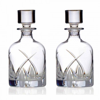 2 láhve na whisky s víčkem válcového designu v provedení Eco Crystal - Montecristo
