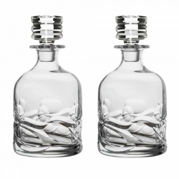2 lahve na křišťálovou whisky s ekologickým zdobením a luxusní designový uzávěr - titan