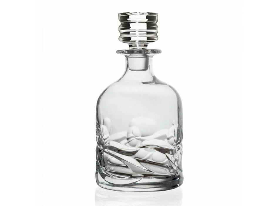 2 lahve na křišťálovou whisky s ekologickým zdobením a luxusní designový uzávěr - titan Viadurini