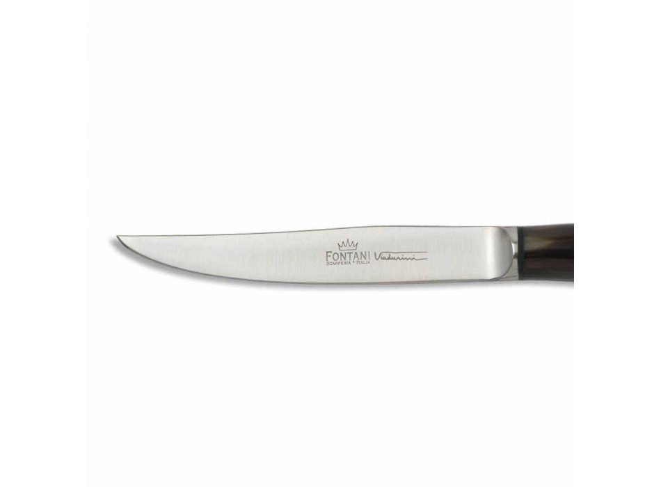 2 steakové nože s rohovou nebo dřevěnou rukojetí vyrobené v Itálii - Marino