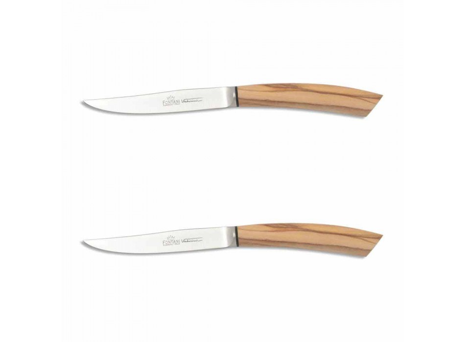 2 steakové nože s rohovou nebo dřevěnou rukojetí vyrobené v Itálii - Marino Viadurini