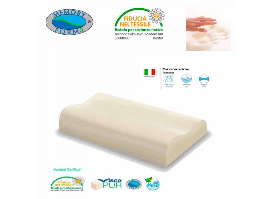 2 ergonomické hypoalergenní polštáře Memory Foam Memory krční Viadurini