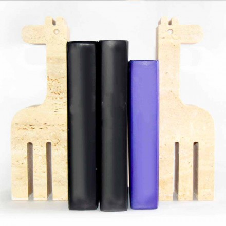 2 záložky v travertinovém mramoru ve tvaru žirafy vyrobené v Itálii - Morra Viadurini