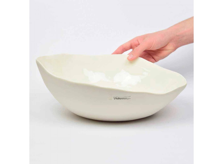 2 misky na salát v bílém porcelánu Unikátní kousky italského designu - Arciconcreto Viadurini