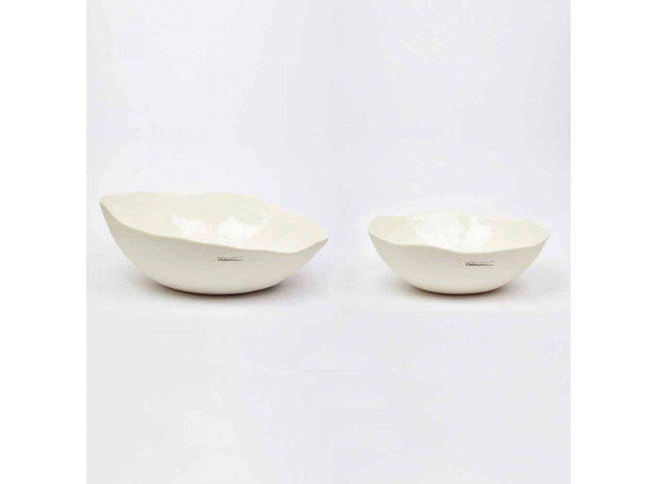 2 misky na salát v bílém porcelánu Unikátní kousky italského designu - Arciconcreto Viadurini