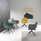 2 otočná křesla o 180° čalouněná látkou s kovovým rámem - Ivana Viadurini