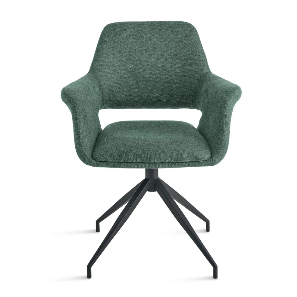 2 otočná křesla o 180° čalouněná látkou s kovovým rámem - Ivana Viadurini