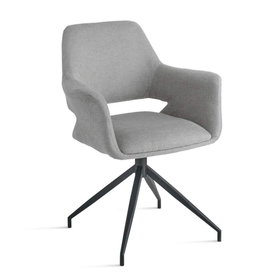 2 otočná křesla o 180° čalouněná látkou s kovovým rámem - Ivana Viadurini