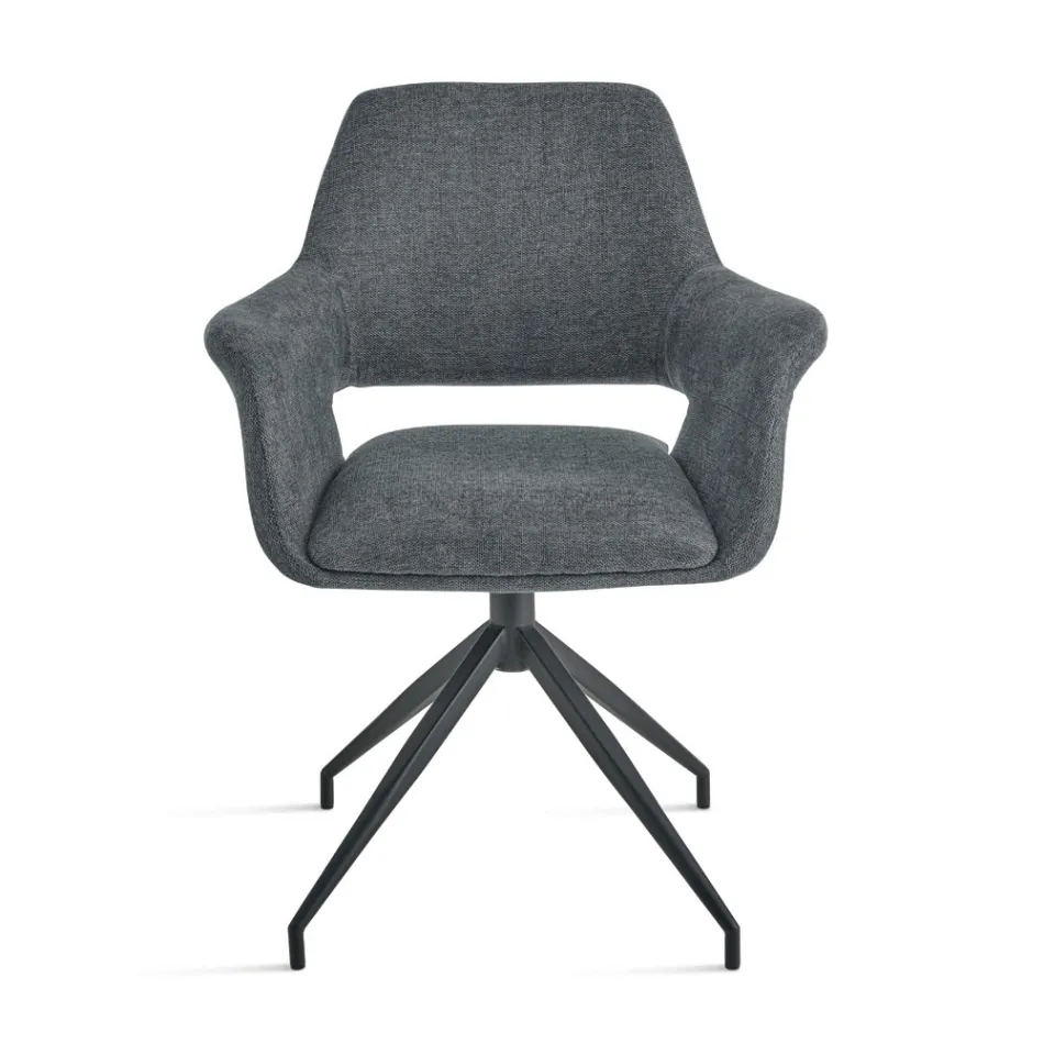 2 otočná křesla o 180° čalouněná látkou s kovovým rámem - Ivana Viadurini