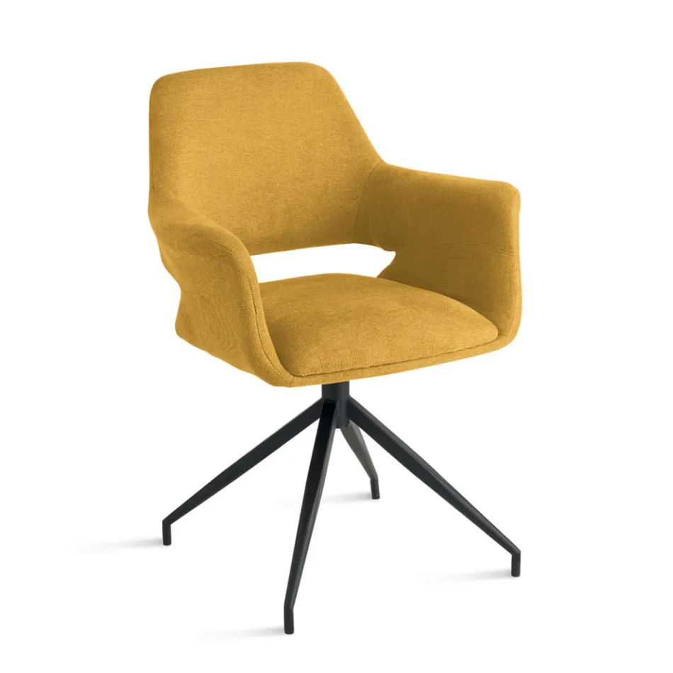 2 otočná křesla o 180° čalouněná látkou s kovovým rámem - Ivana Viadurini