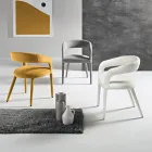 2 čalouněná křesla z látky bouclè s potaženým rámem - Domenica Viadurini