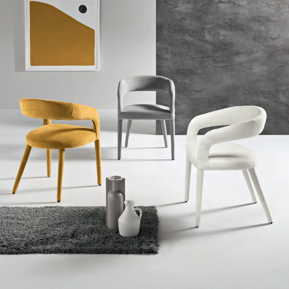 2 čalouněná křesla z látky bouclè s potaženým rámem - Domenica Viadurini