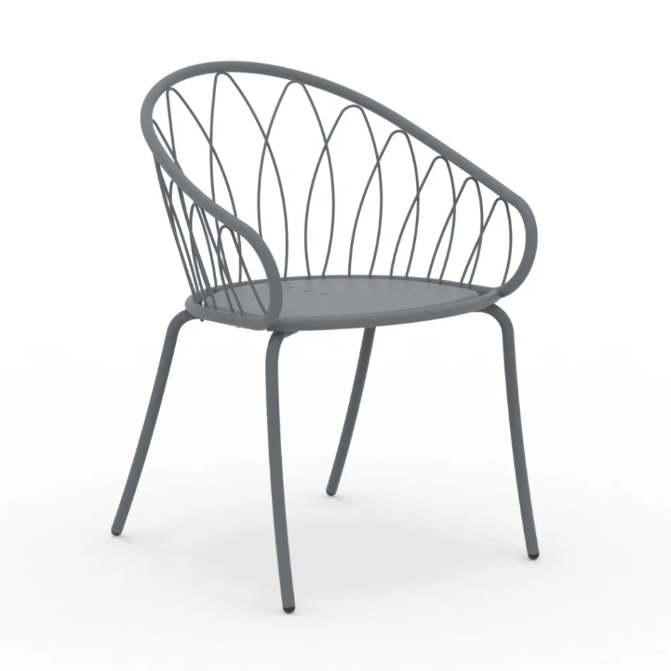 2 stohovatelná zahradní křesla z kovu a polštáře Made in Italy - Fontana Viadurini