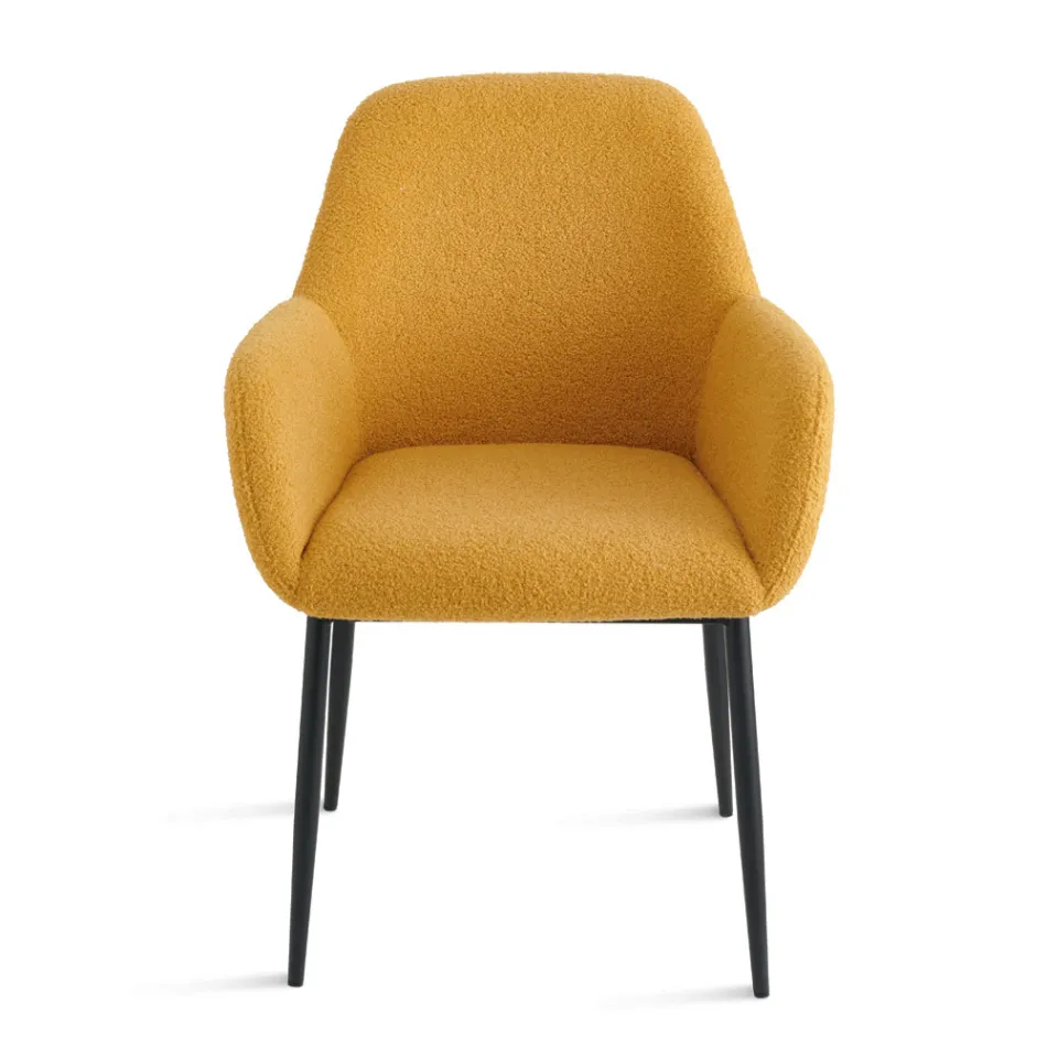 2 křesla s látkovým potahem Bouclè v různých barvách a s kovovým rámem - Teodora Viadurini