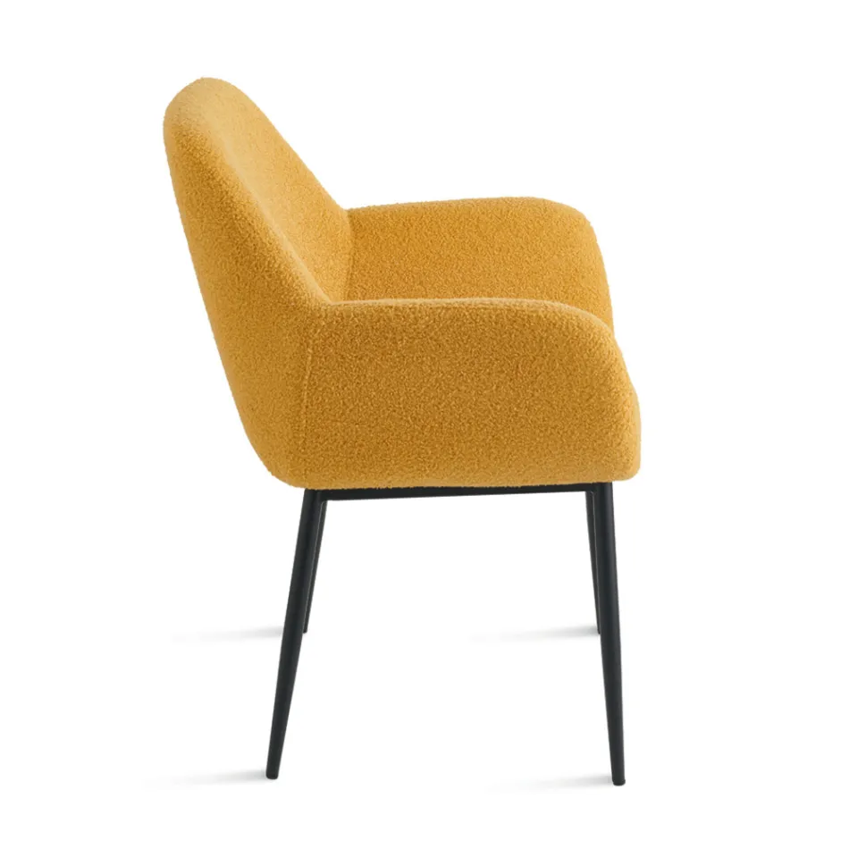 2 křesla s látkovým potahem Bouclè v různých barvách a s kovovým rámem - Teodora Viadurini