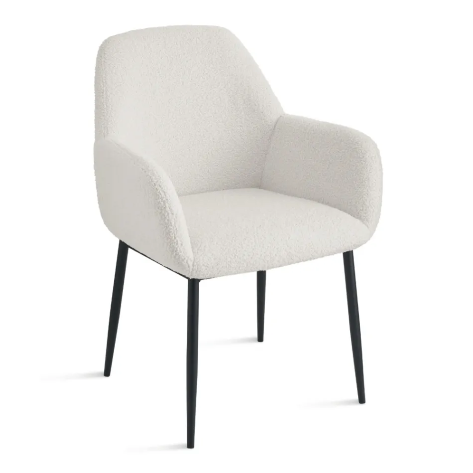 2 křesla s látkovým potahem Bouclè v různých barvách a s kovovým rámem - Teodora Viadurini